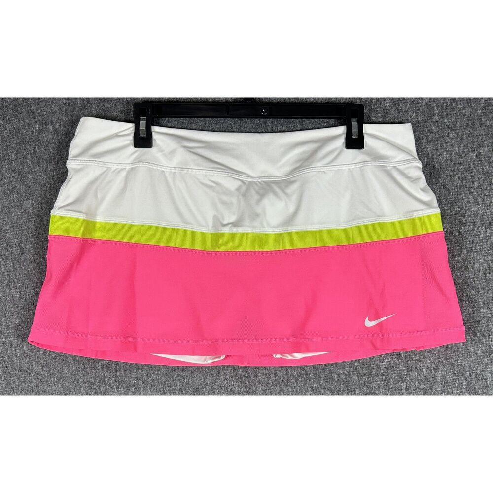 Nike Women’s Dri-Fit Knit Tennis Skirt - Pink White Volt XL